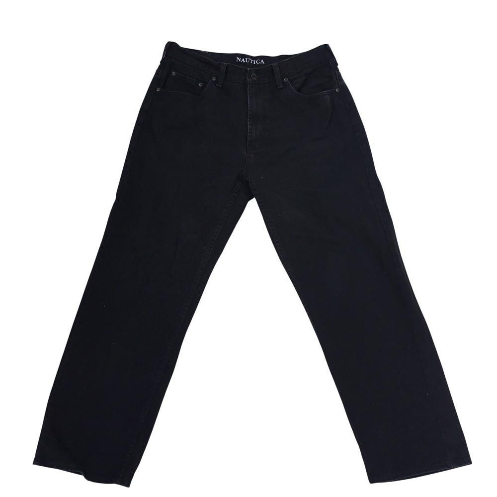 Nautica Mens Classic Fit Black Jeans 36x30 Straight Leg 100% Cotton Denim